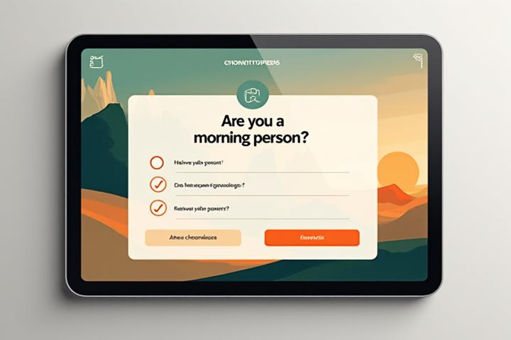 인터랙티브 크로노타입 진단 퀴즈 화면